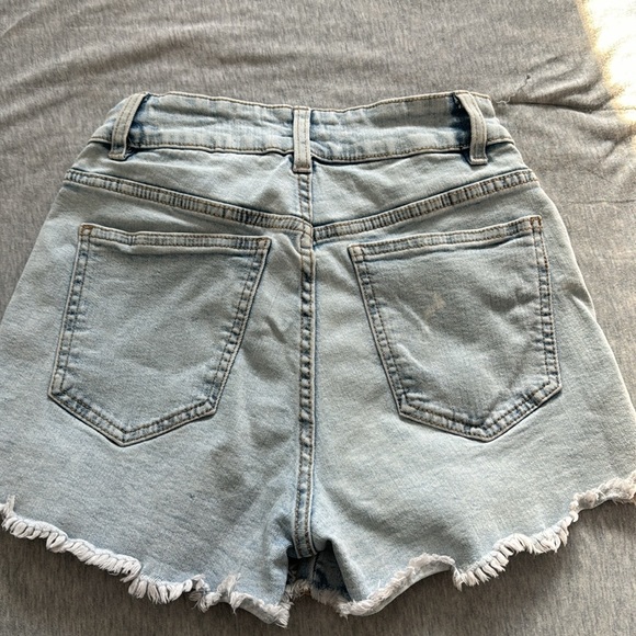 Denim Shorts - High Waisted - Picture 2 of 3